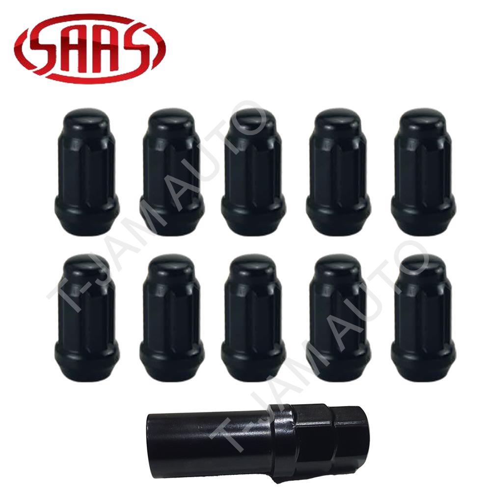 SAAS Small Diameter 10 x 12mm x 1.5mm Black Mag Wheel Lock Nuts inc Key